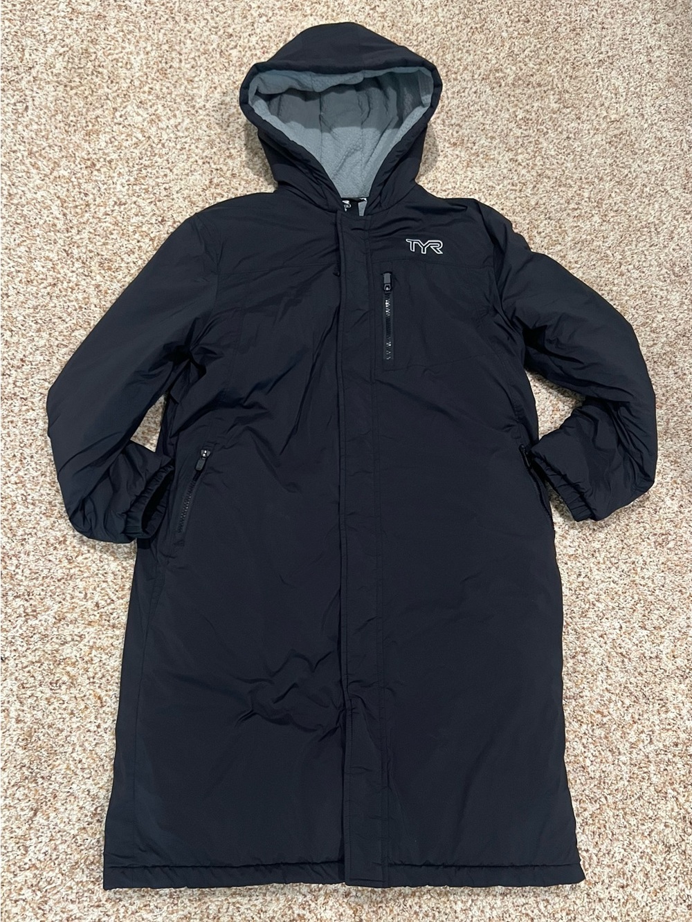 TYR Black Jacket with Reflective White Logo, Youth Large